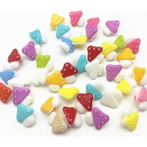 1000pcs 14x15mm Acrylic Mixed Mushroom Toadstool Shank Buttons Sewing Dress Fancy Button For Scrapbooking Embellishments