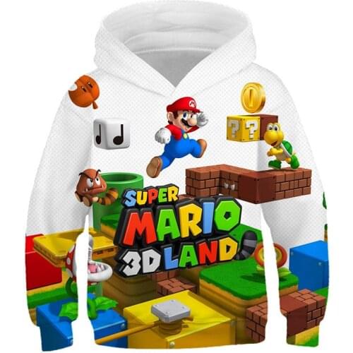 Girls 3D Funny Hooded Costume Boys Mario Classic Game Hoodies SuperMario Print Clothes Children Autumn Clothing Kids Sweatshirt