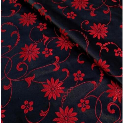 75cm*100cm Brocade fabric costume cheongsam brocade silk kimono cloth fabric black red lotus flower child dress clothing fabric
