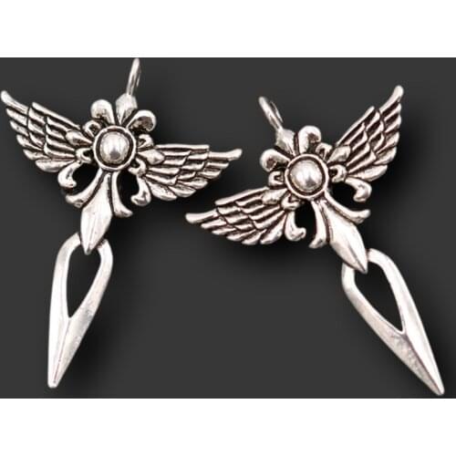 8pcs Silver Plated Angel Wings Cross Pendant Retro Necklace Bracelet Metal Accessories DIY Charms Jewelry Craft Making