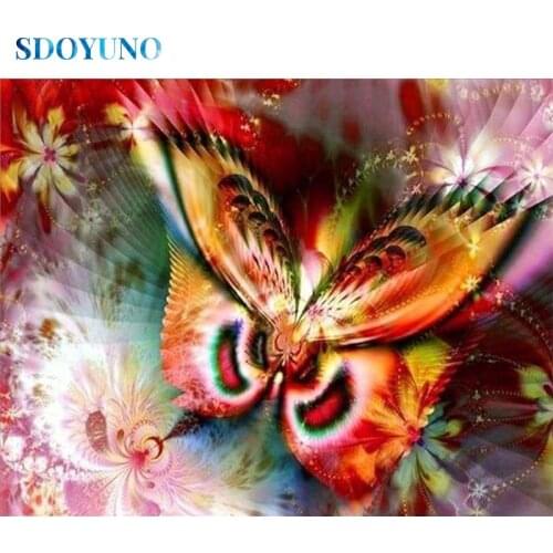 SDOYUNO 5D Diamond Painting Full Square/Round Drill Animals Diamond Embroidery Paintings Butterfly Cross Stitch Home Decor