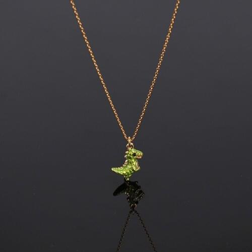 American studded little green dragon clavicle chain fashion green dinosaur little necklace clavicle chain