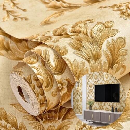 White Yellow 3d Embossed Flower European Style Mural Wallpaper Peel and Stick Floral Living Room Non-Woven Wallpapers