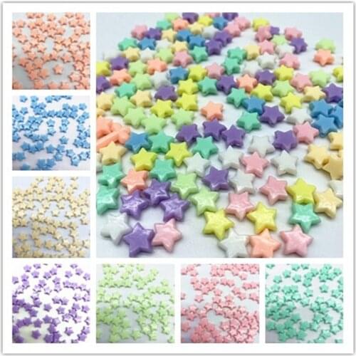 New 100pcs Five-pointed Star Bead Charms Acrylic Beads Loose Spacer Beads for Jewelry Makeing DIY Clothing Accessories