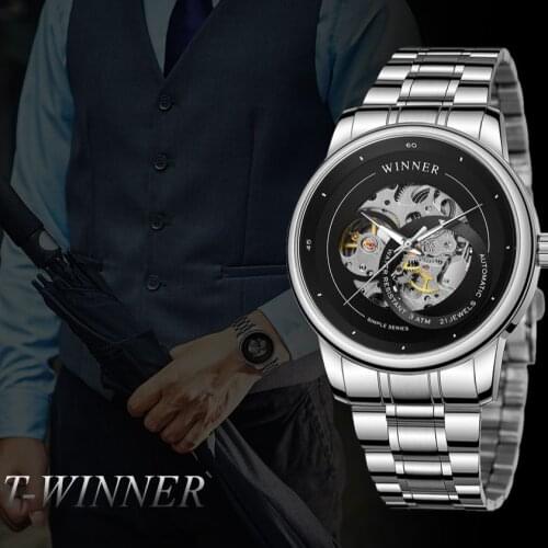 Winner New Watch Fashion Business Hollow Mechanical Mens Watches Automatic Waterproof Male Wristwatches Dropshipping Relogio