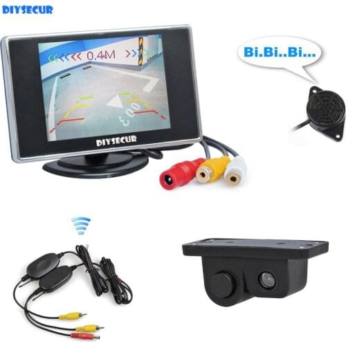 DIYSECUR 3in1 3.5" Car Rearview Monitor + Rear View Backup Camera with Radar Sensor All-in-one Parking Assistance System