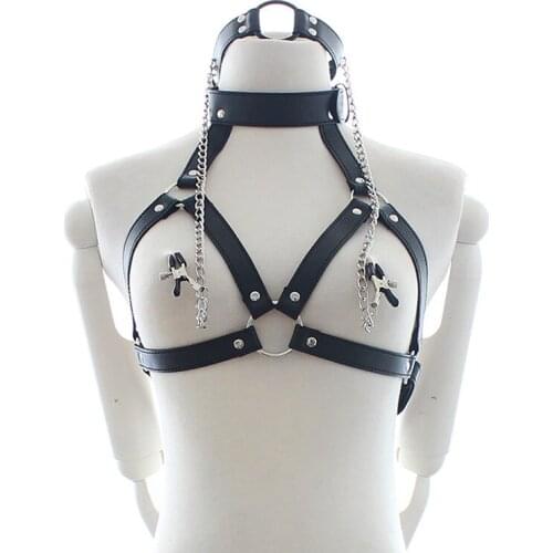 PU Leather Bondage Restraints O Ring Gag Nipple Clamps Slave Collar Fetish Erotic Adult Games Sex toys for Couples