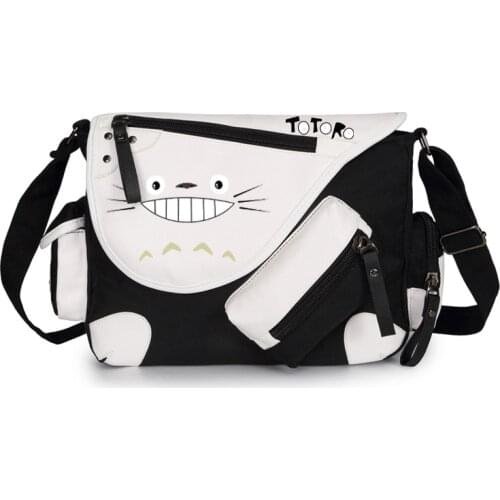 Anime My Neighbor Totoro Cat Canvas Casual Zipper Handbag Shoulder Bag Crossbody Bags Schoolbags Messenger Bags