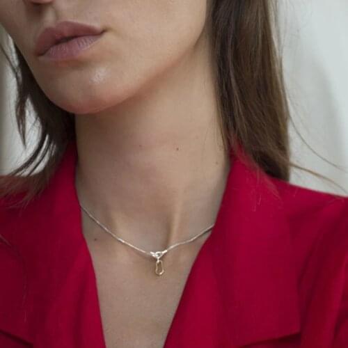 INS mesh red simple gold pendant short necklace female choker collarbone chain neck chain necklace