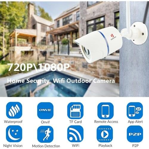 HD 1080P IP Camera WiFi Home Security Camera Outdoor Waterproof Onvif Bullet Camara With Miscro SD Card Slot Plastic case
