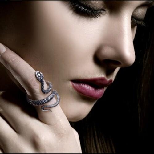 Snake Rings European New Retro Punk Exaggerated Spirit Ring Fashion Personality Stereoscopic Opening Adjustable Jewelry Gift