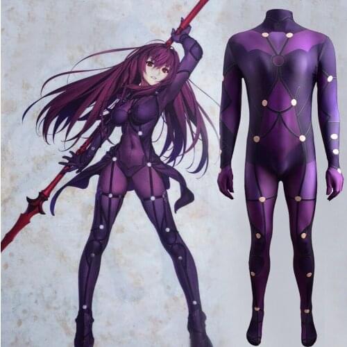 FateGrand Order Scathach Costume Cosplay Halloween Costumes Lycra Spandex Superheros Zentai Suit Costume Scathach for Adult/Kids