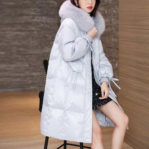 Real Fox Fur Collar Jacket Women Winter Warm White Duck Down Coats Lady Hooded Puffer Coat Woman Casual Outerwear Casacos SQQ252