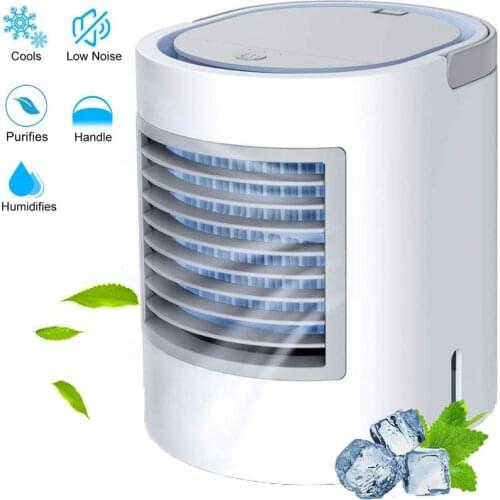 Mini Air Conditioner Water-cooled Air Cooler Fan Humidification And Purification 3 Gears Wind Speed Soft Night Light Low Noise