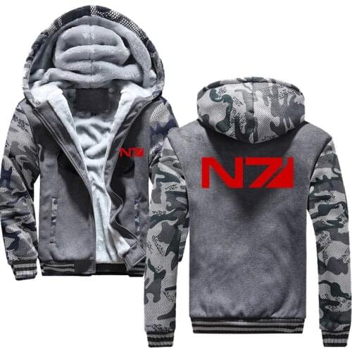 Men Mass Effect N7 Zipper Jacket Sweatshirts Thicken Hoodie Coat Casual sweatshirts men fashion