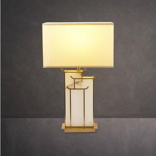 New Chinese style marble copper table lamp post-modern creative design bedroom bedside decorative table lamp