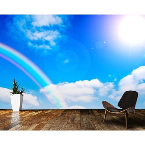 Papel de pared A rainbow under the sky natural landscape 3d wallpaper,living room bedroom ceiling kitchen wall paper home decor