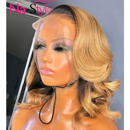 Honey Blonde Lace Front Wigs Ombre Human Hair Wig Natural Hair Brazilian Wigs For Women Human Hair Body Wave Lace Front Wig 150