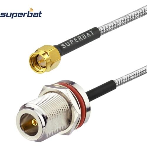Superbat N Jack Female Bulkhead O-ring to SMA Male RF Connector Pigtail Semi-Flexible Cable RG402 20cm for 3G Wi-Fi Anetnna