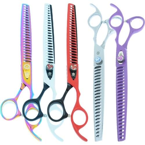 Purple Dragon 8 inch Japan Steel Pet Grooming Shears Groomer Dog Thinning Scissors Cut Tijeras Professional Hair Clippers B0059B