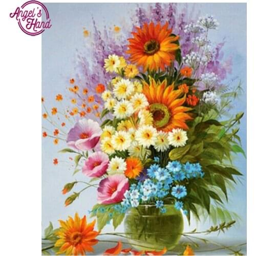 ANGELS HAND 5D DIY Diamond mosaic diamond embroidery sunflowers mbroidered Cross Stitch Home decoration Gift