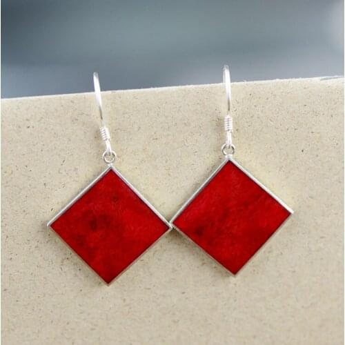 2018 Top Fashion Sale Earrings Ms Han Edition Square Grass Coral Eardrop National Wind Restoring Ancient Ways Paua Shell Joker