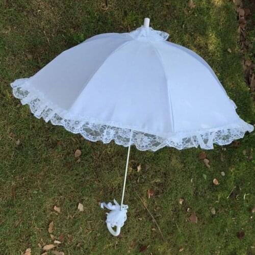 Wedding Bridal Parasol Umbrella Hollow Lace White Romantic Photo Props Decorative Umbrellas Flower Girl