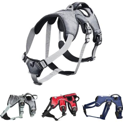 Reflective Nylon Large pet Dog Harness All Weather Service Dog Vest Padded Adjustable Safety Vehicular Lead For Dogs Pet