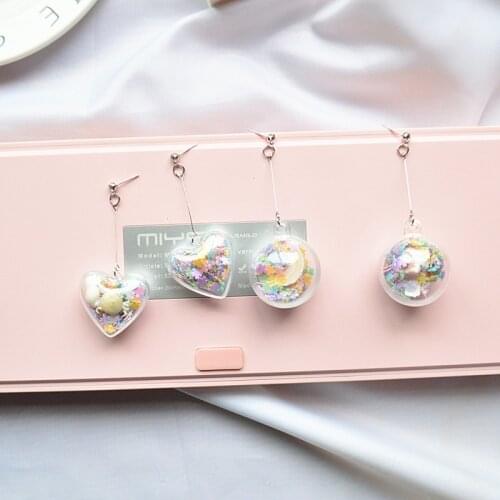 Temperamental Exaggerated Underwater World Transparent Earrings Creative Geometry Exquisite Heart-shaped Ball Earrings