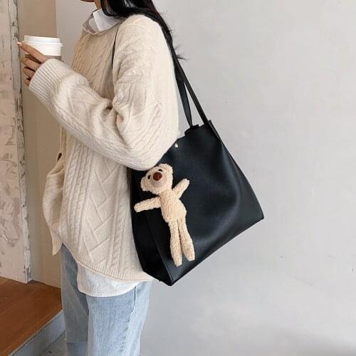 TopFight Women Cute Bear Doll Shoulder Bags Pu Leather High Capacity Underarm Bags Female HandBags Ladies Party Crossby Bags