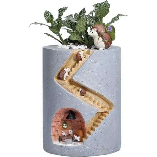 Creative Animal Resin Flowerpot Succulents Planter Water Planting Container Rabbit Hedgehog Decorative Pot Desktop Ornament