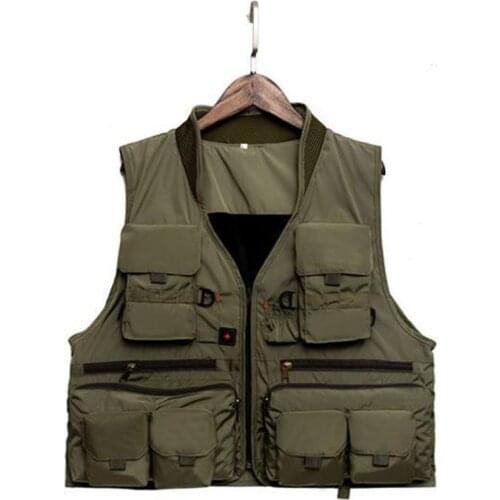 Outdoor Men Military Breathable Quick Dry Multi-pockets Zipper Fishing Vest Hunting Trekking Photography Fishing Waistcoat