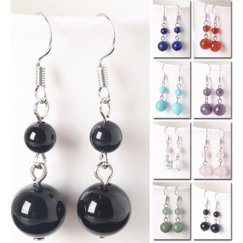 1pcs Earring Natural Stone Beads Dangle Long Jewelry Charms Earrings Hook Earing For Women Girls Fashion Gift