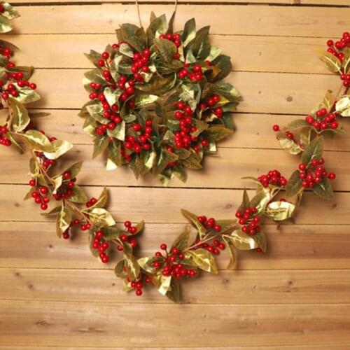 1 Pc Waterproof Artificial Plant DIY Fake Rattan Plastic Red Fruit Christmas Artificial Vines Table Decor