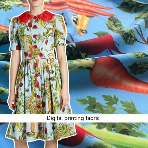 100% Polyester Radish Printed Fabric Brand Fashion for Dress Handmade DIY Fabrics Wholesale Cloth Per Meter Sewing