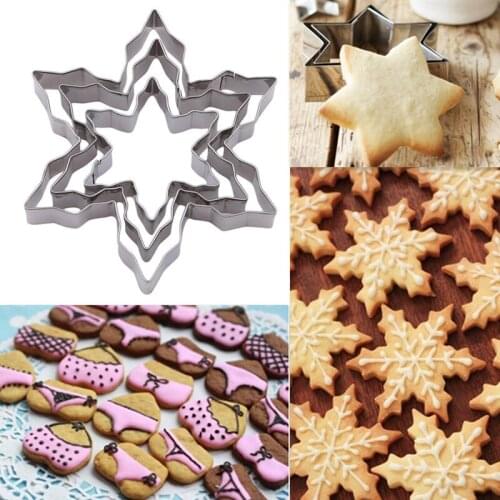 3Pcs Cookie Cutte Stainless Steel Cookie Biscuit DIY Mold Snowflake Shape Cutter Baking Mould Biscuit Mold Cooking Tools