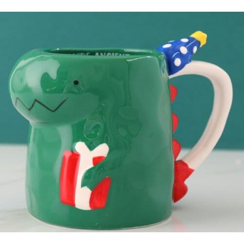 3D Creative Ceramic Espresso Cup Shaped Hand Painted Dinosaur Travel Coffee Mug Cartoon Children Tasse A Cafe Milk Cup E5MKB
