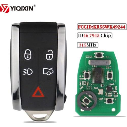 YIQIXIN 5 Button Remote Car Key With Smart For Jaguar X TYPE S XKR XF XK 2006-2013 315MHZ ID46 7945 Chip FCC:KR55WK49244 Uncut