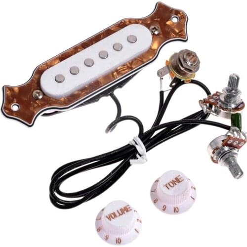 6-string Single Coil Magnetic Acoustic Guitar Soundhole Pickup with Volume & Tone Pots