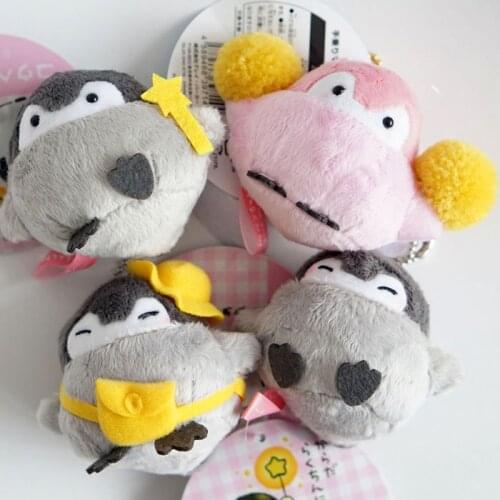 7cm Lovely Animal Positive Energy Penguin Plush Keychain Bag Pendant Keyring Toys Mini Cute Cartoon Soft Doll for Kids 4 Kinds