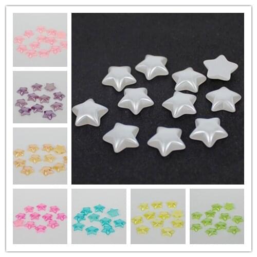 100pcs 10mm 16Color pick Star Shape Imitation Half Pearl Flatback Beads for Scrapbook DIY Decoration