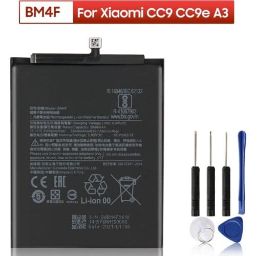 Original XIAOMI BM4F Replacement Phone Battery For Xiaomi CC9 CC9e CC9 e Mi A3 Mi9 Lite Authentic Phone Batteries 4030mAh