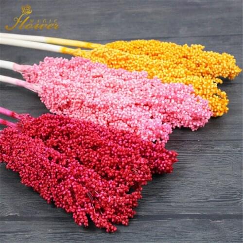 2pcs Sorghum Bouquet Natural Dried Flower Preserved Immortal Sorghum Home Living Room House Decoration