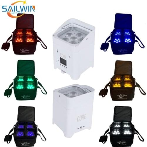 4in1 6X18W RGBWA+UV 6in1 APP Phone Control Battery Powered Stage Lights LED Uplighting DJ Lighting Flight Case Travel Bag
