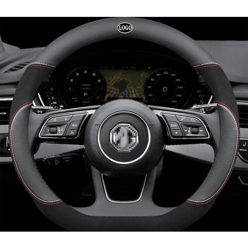 For MG Genuine Leather Car Steering Wheel Cover 15 Inch/38cm 3 5 6 7 ZS HS GS EHS EZS GT EV RX5 Extender Accessories