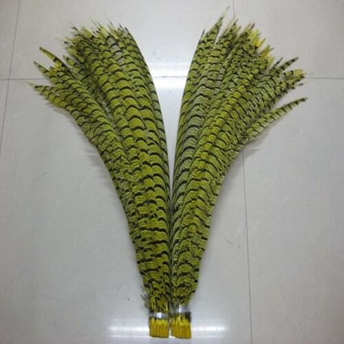 EMS Free Shipping 50pcs Yellow lady Amherst pheasant Feather tail 80-90cm 30-35 inch Pheasant Tail Feather