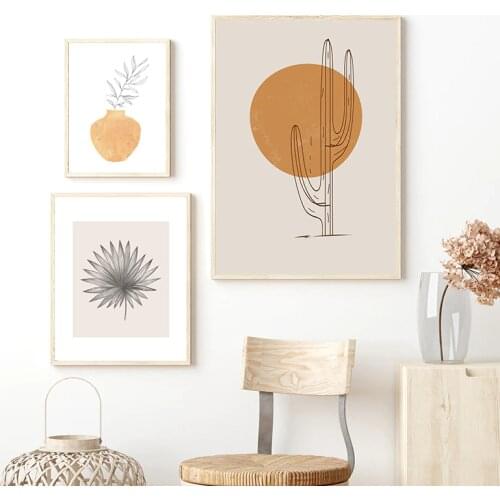 Boho Desert Sun Prints Gallery Wall Art Picture Minimal Landscape Poster Cactus Botanical Nature Canvas Painting Home Decoration