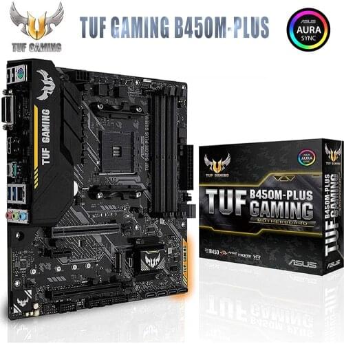 ASUS TUF B450M Plus Gaming Motherboard AMD AM4 Socket Ryzen 3 2 DDR4 Memory DVI-D M.2 mATX Aura Sync RGB Mainboard