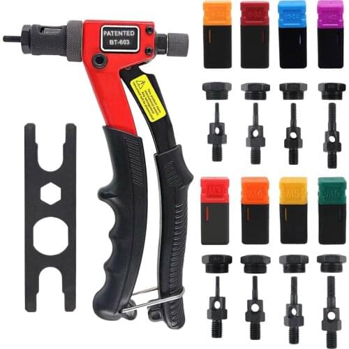 Professional Rivet Nut Tool with M3 M4 M5 M6 1/4-20 6-32 8-32 10-24 Mandrels