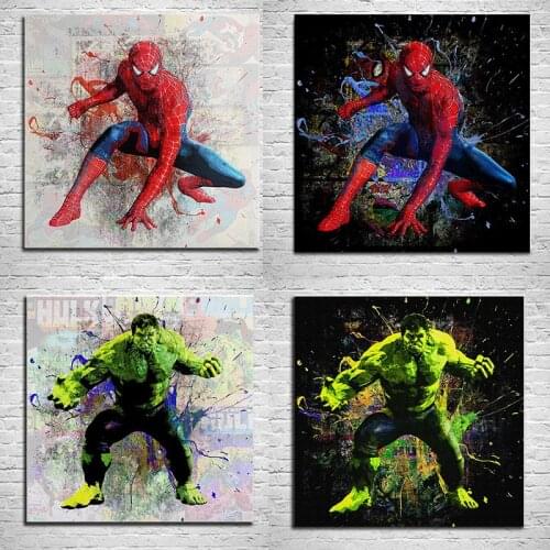 Marvel Superhero Avengers Movie Canvas Painting Spiderman Hulk Comic Posters and Prints Wall Art Pictures for Living Room Decor